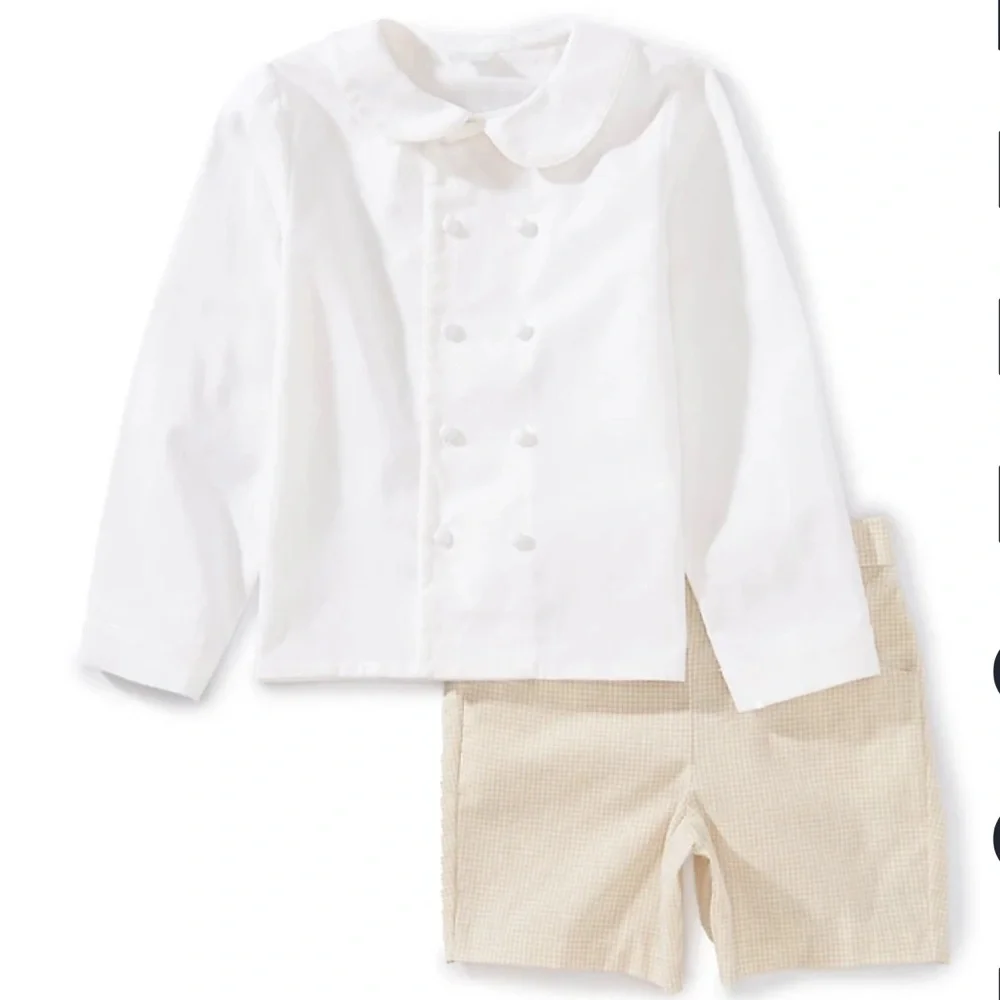 NWT Edgehill Collection Hockman  Peter Pan Collar Linen Top & Shorts Set